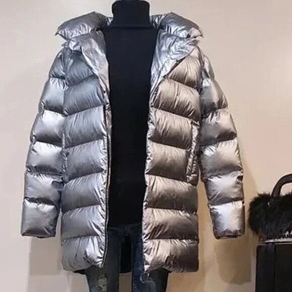 💥HOT ITEM!💥Dols Kill Oversized "Frosted" Metallic Silver Puffer in Silver - Picture 2 of 13